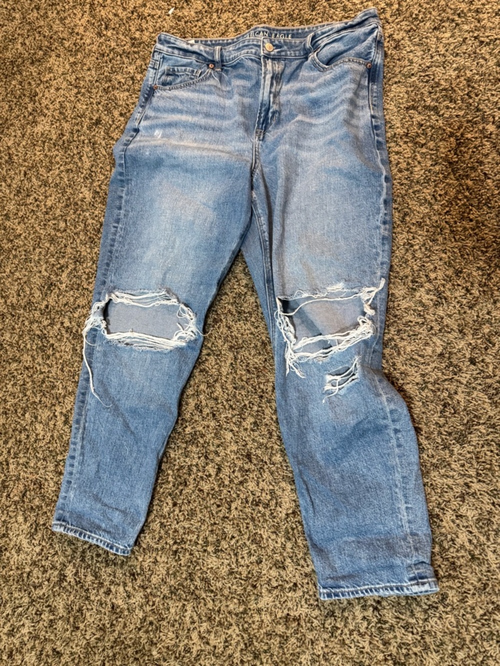 American Eagle Outfitters Light Blue Ripped Boyfriend Jeans